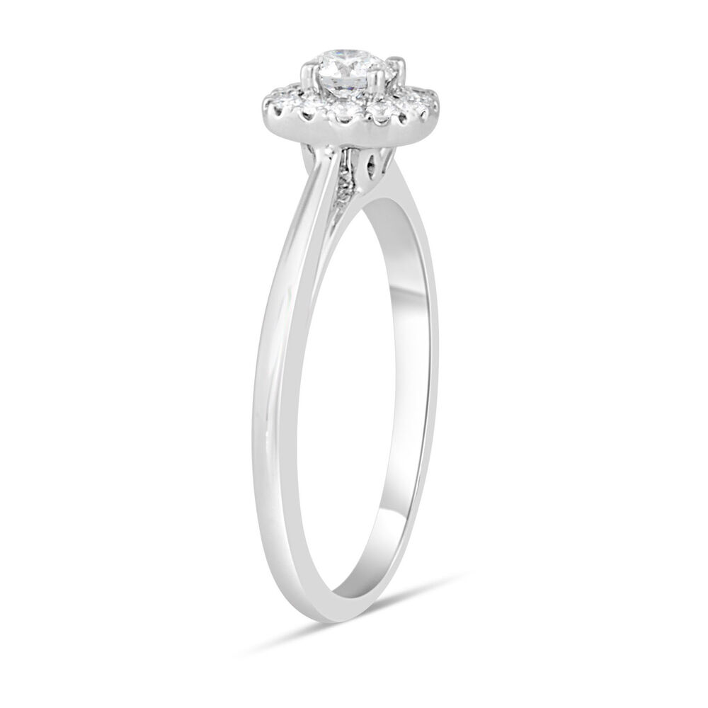 18ct White Gold Solitaire Cushion Halo 0.33 Carat Diamond Engagement Ring image number 3