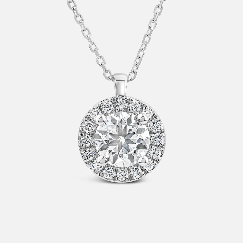 Born 9ct White Gold Lab Grown 0.83ct Halo Diamond Pendant