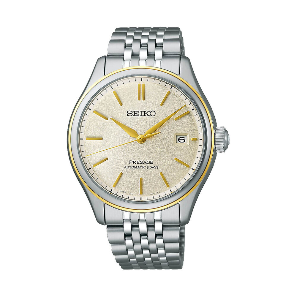 Seiko Presage Classic Series 40.2mm Delicate Cream Silk Dial Steel Bracelet Watch