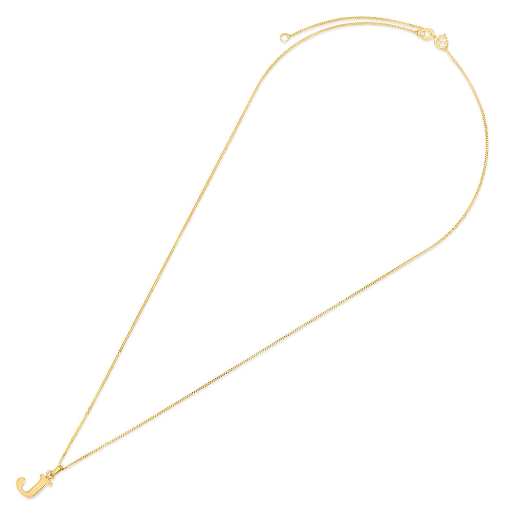 9ct Yellow Gold Plain Initial J Pendant With 16-18' Chain (Special Order) (Chain Included) image number 3