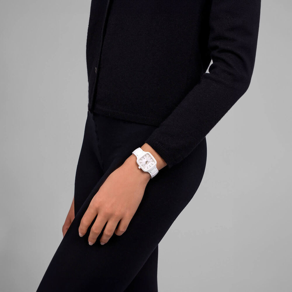 Rado True Square 29.2mm White Dial White Ceramic Case Watch