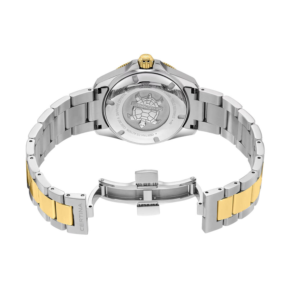 Certina DS Action Powermatic 80 34.5mm Black Mother of Pearl Dial Two Tone Steel Bracelet Watch image number 3