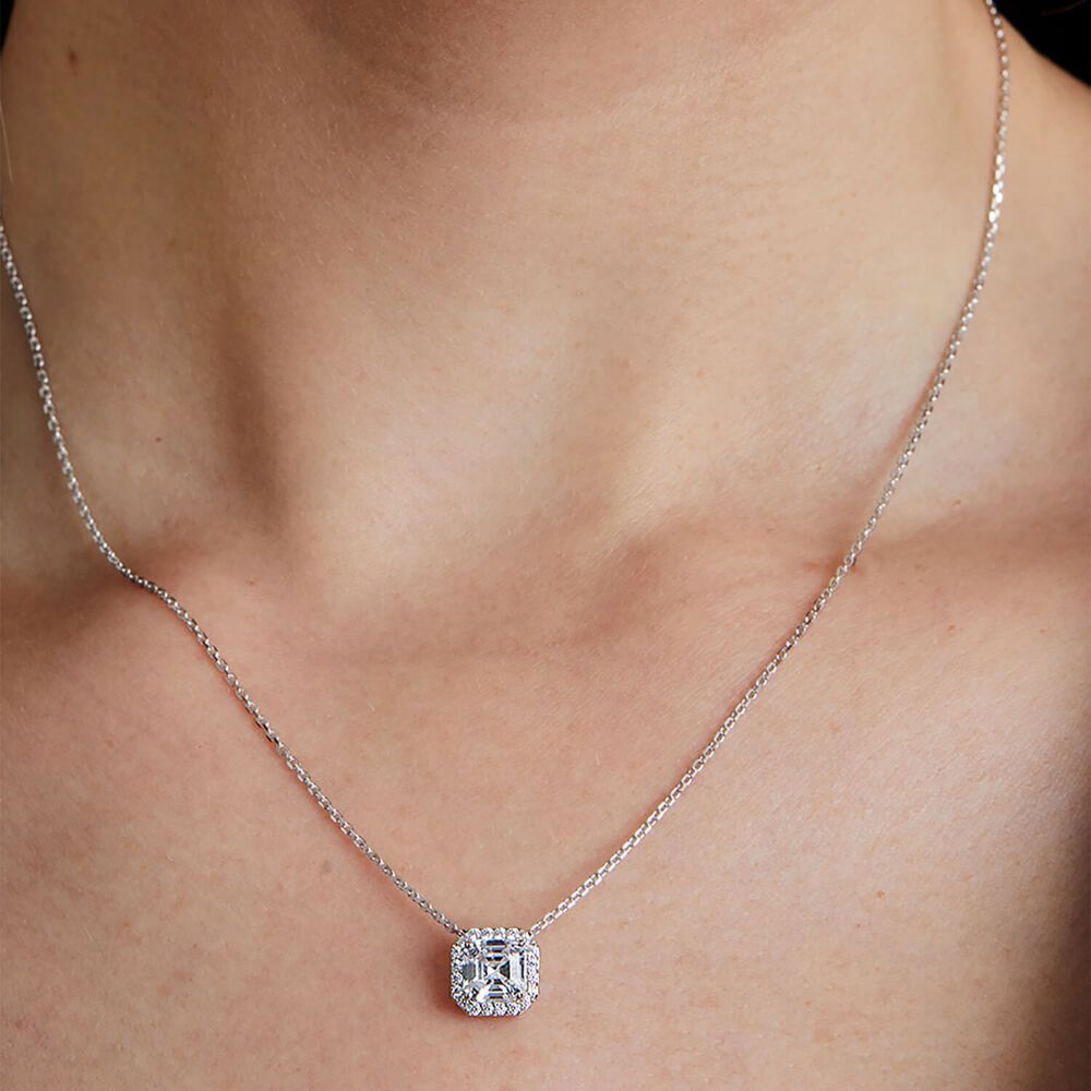 CARAT* London Misha Cubic Zirconia White Gold Finish Necklace image number 1