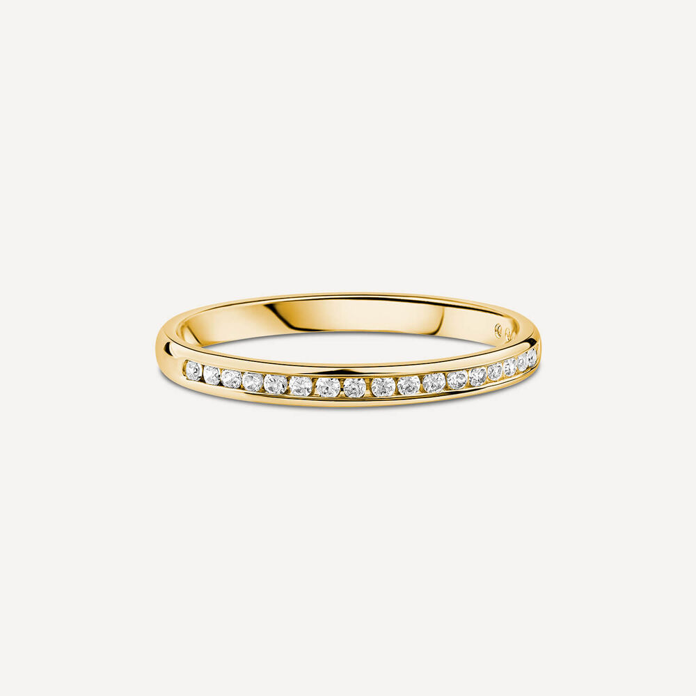 18ct Yellow Gold 2mm 0.10ct Diamond Channel Set Wedding Ring- (Special Order) image number 2