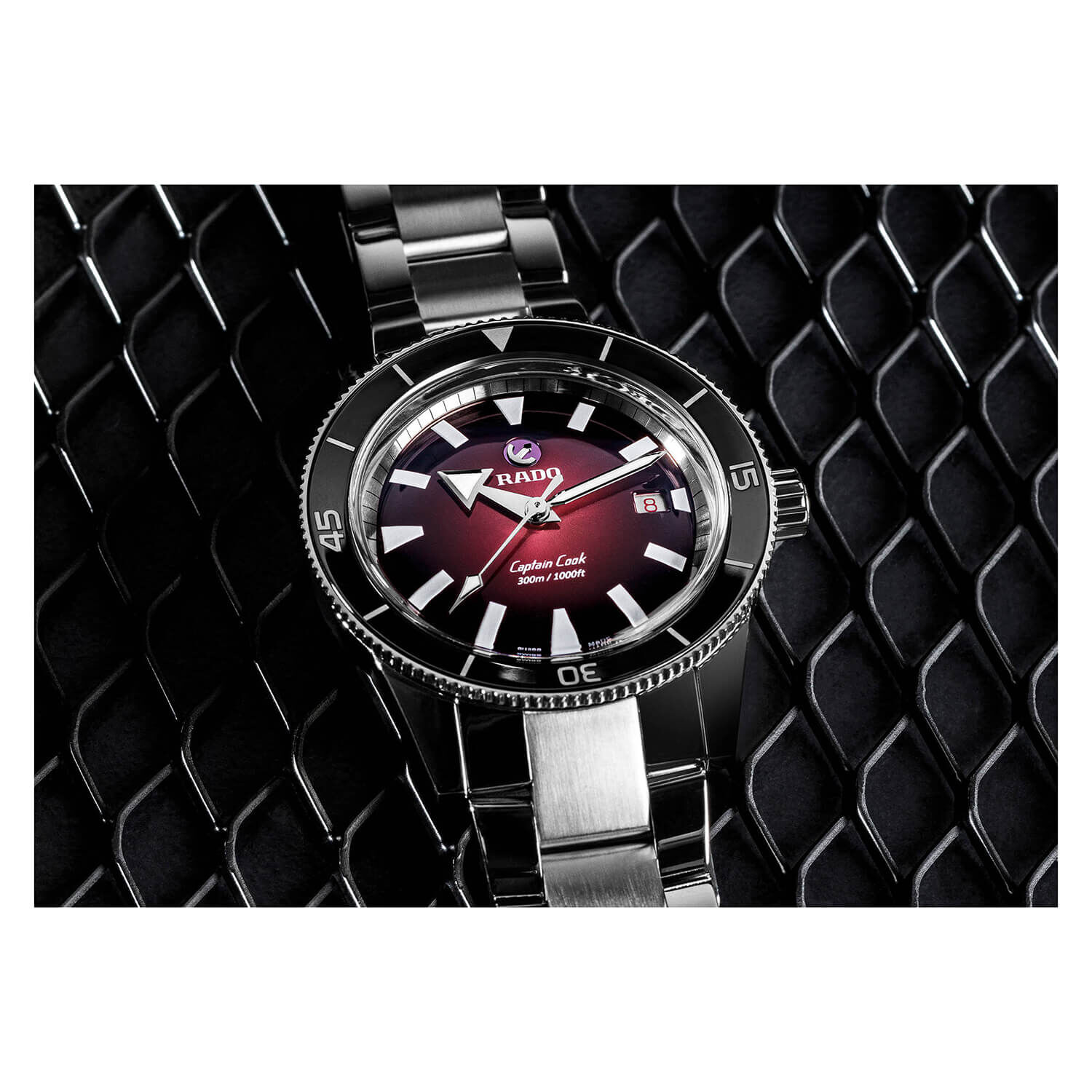 Rado Captain Cook 42mm Automatic Red Dial Bracelet Watch
