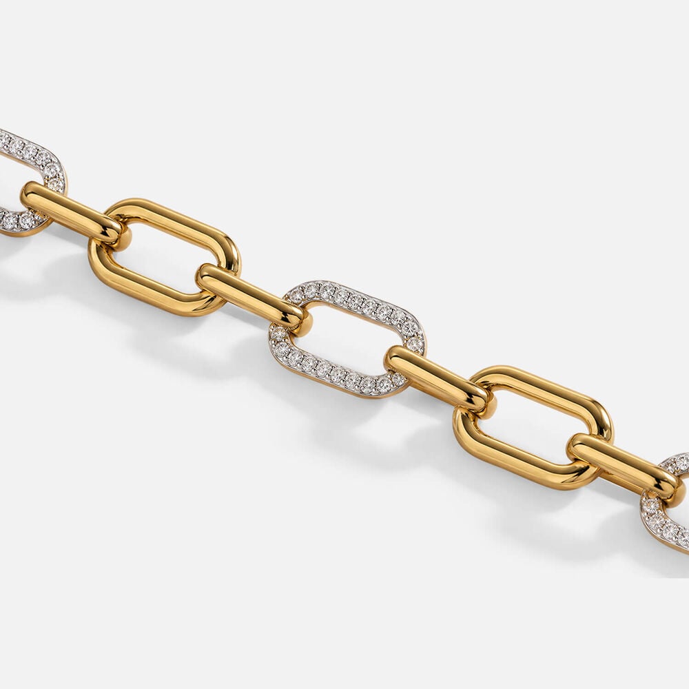 Yellow Gold Plated Vermeil Sterling Silver 0.40ct Lab Grown Diamond Rectangular Link Bracelet