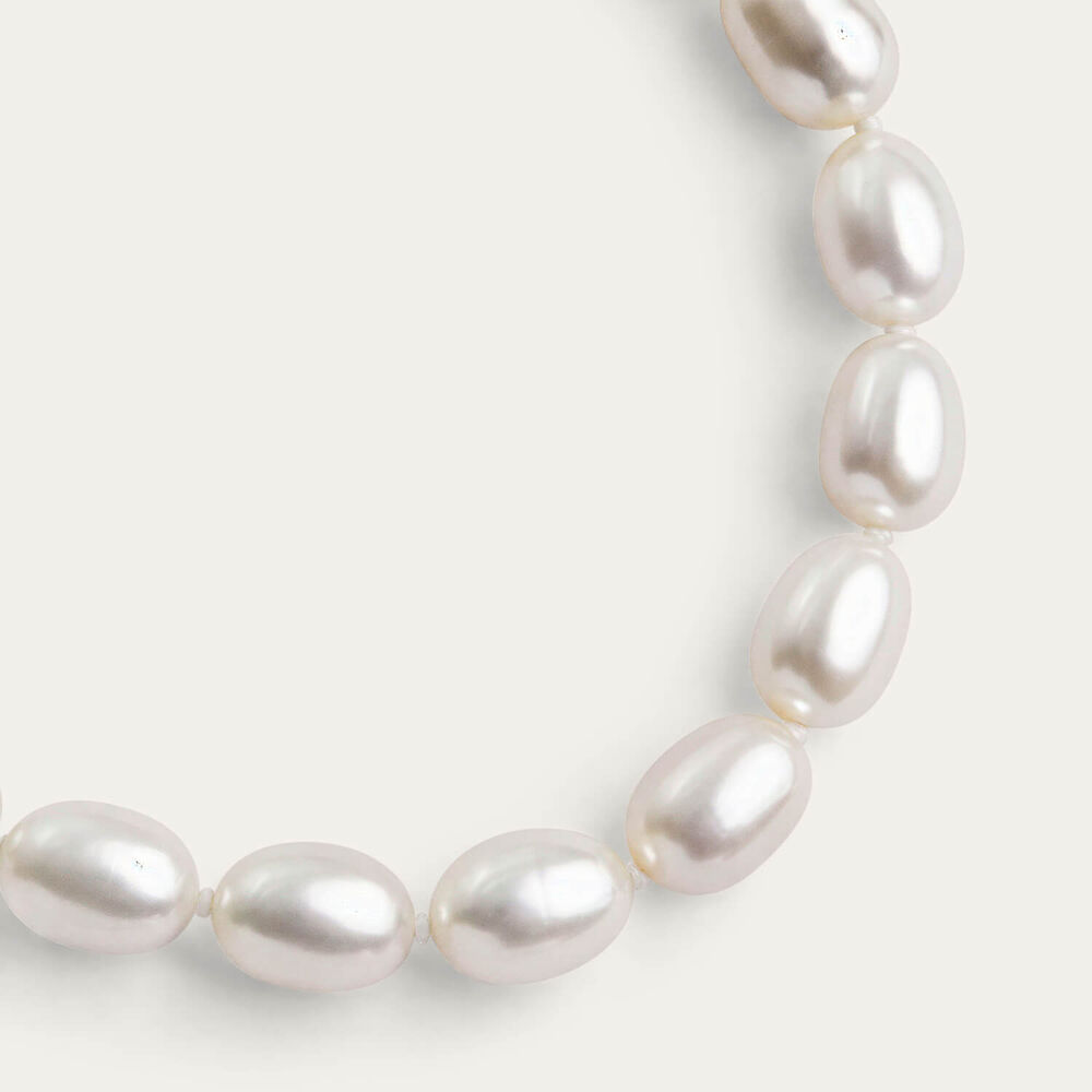 Sterling Silver Oval Freshwater Pearl Yellow Gold Plated Stirrup Clasp Bracelet