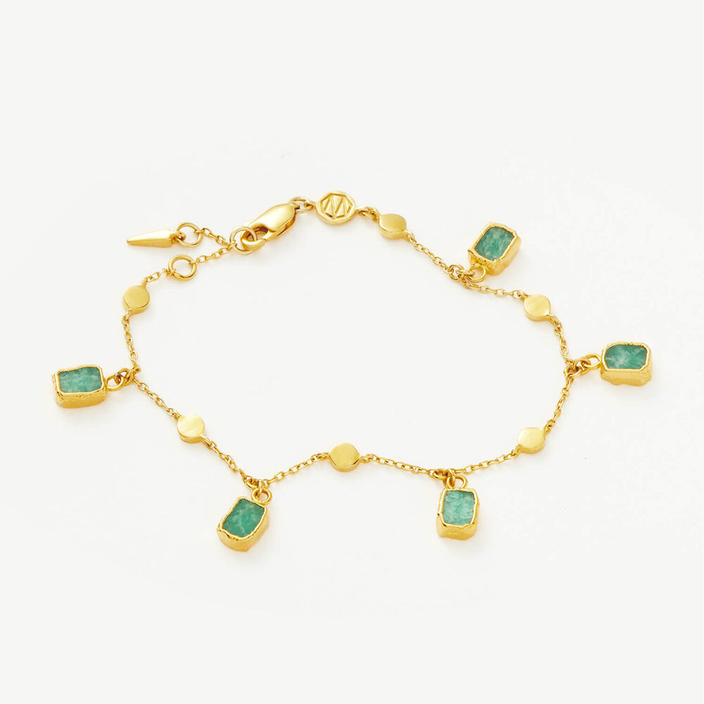 Missoma 18ct Gold Plated Brass Lena Amazonite Charm Bracelet