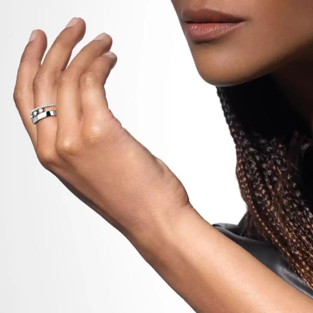 Messika Move Romane 18ct White Gold 0.30ct Pave Diamond Ring (Size L)