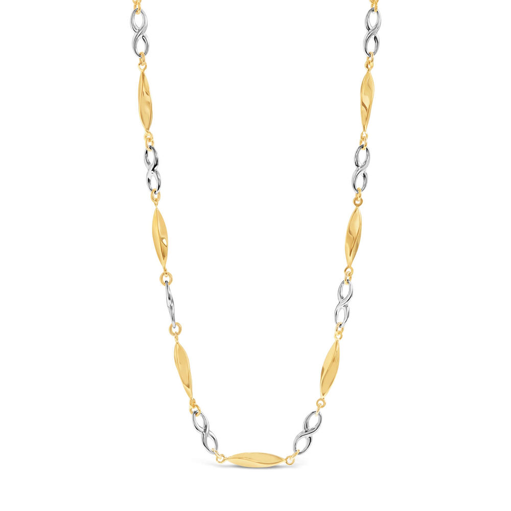 9ct Yellow &  White Gold Infinity and Polished Link Necklet image number 0