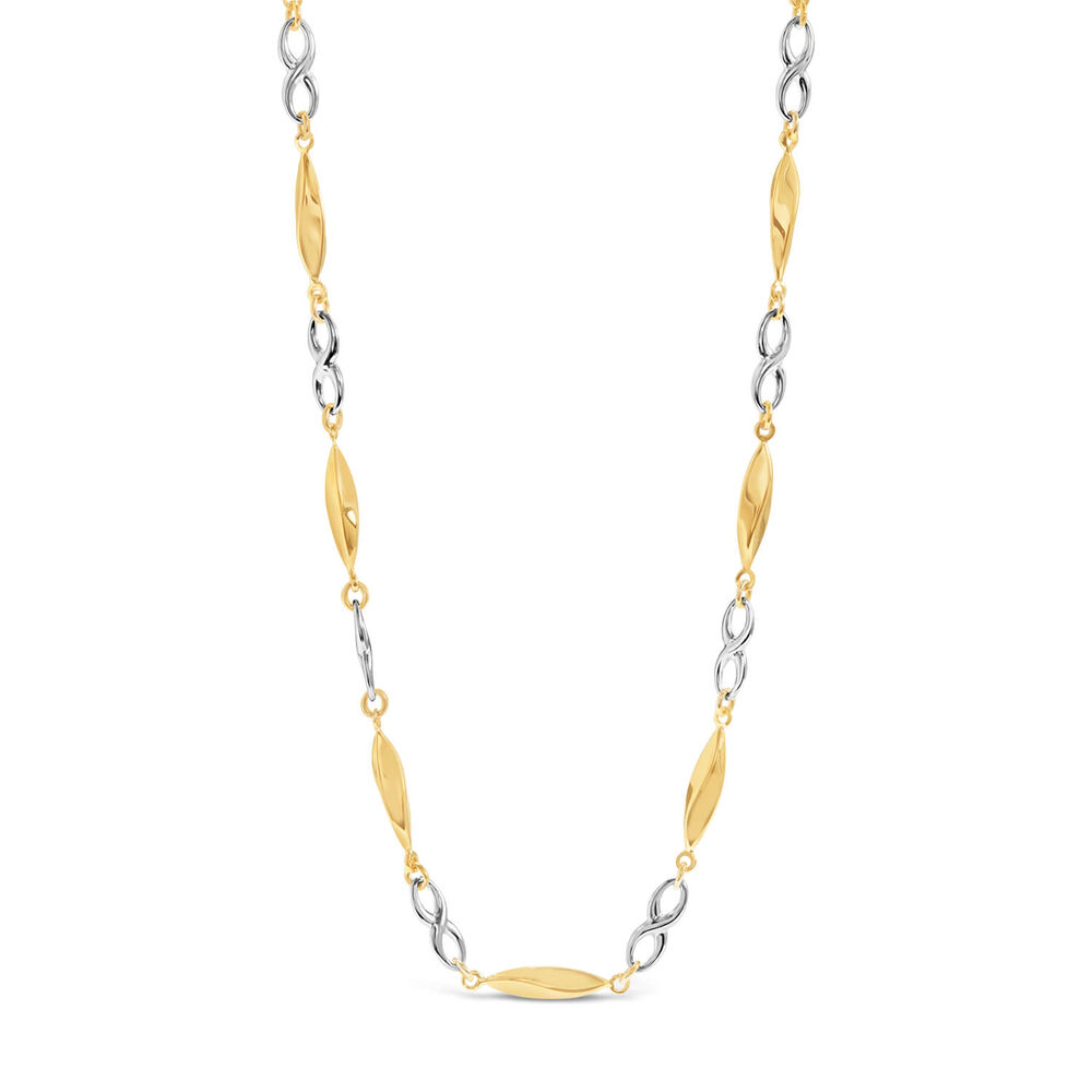 9ct Yellow &  White Gold Infinity and Polished Link Necklet