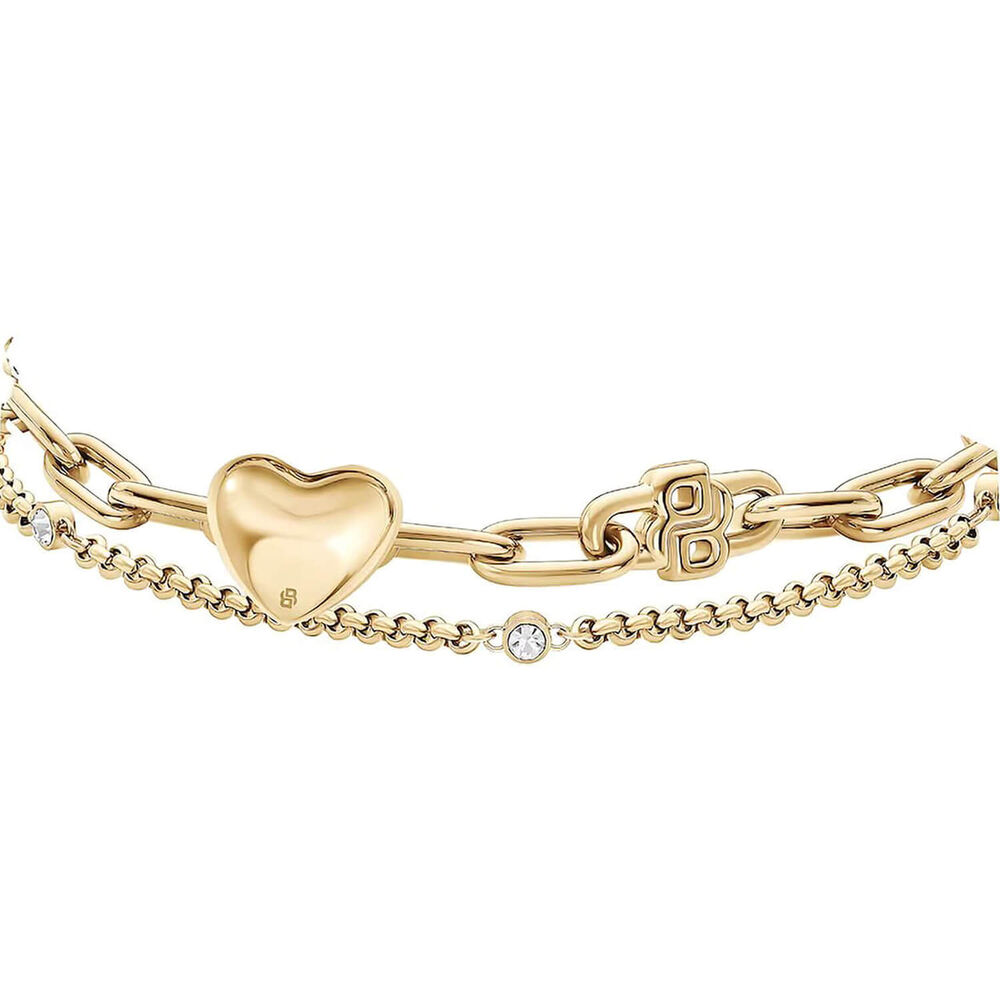 BOSS Amara Gold Tone Ion Plated Stainless Steel Crystal Bracelet