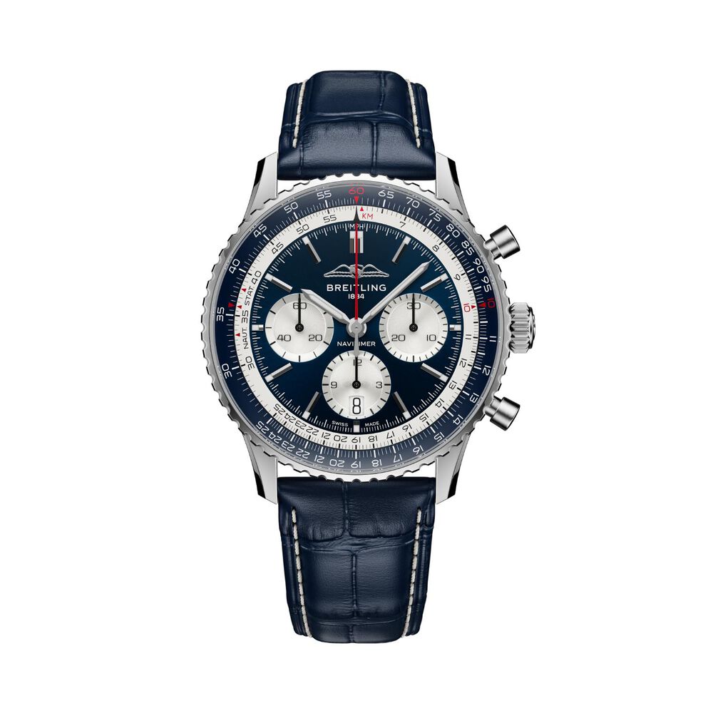 Breitling Navitimer B01 Chronograph 43 Tribute to Concorde Blue Dial Leather Strap Watch image number 0