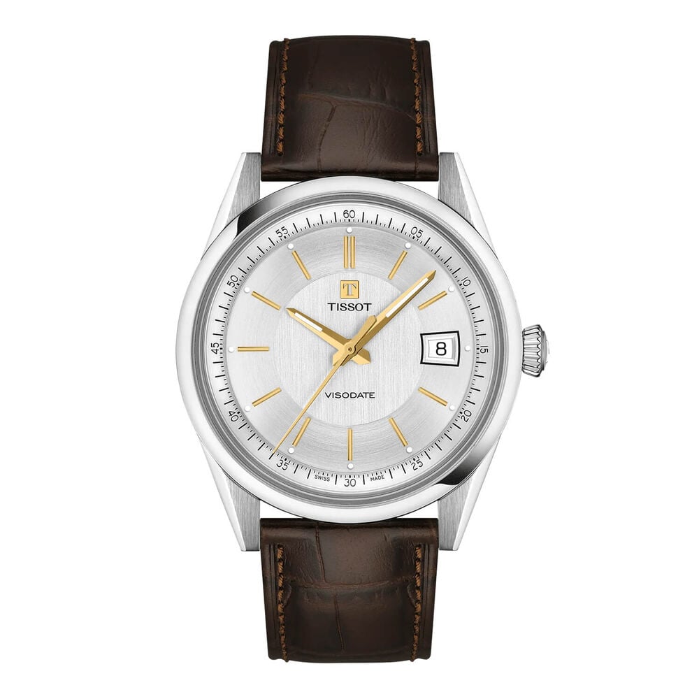 Tissot Visodate 39mm Silver Dial Brown Leather Strap Watch