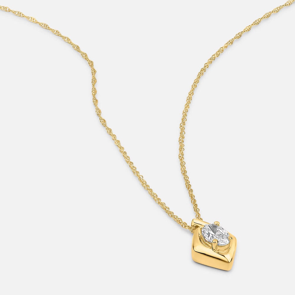 Born Kissed with Diamonds 9ct Yellow Gold Lab Grown 0.20ct Oval Diamond Split Shaped Pendant