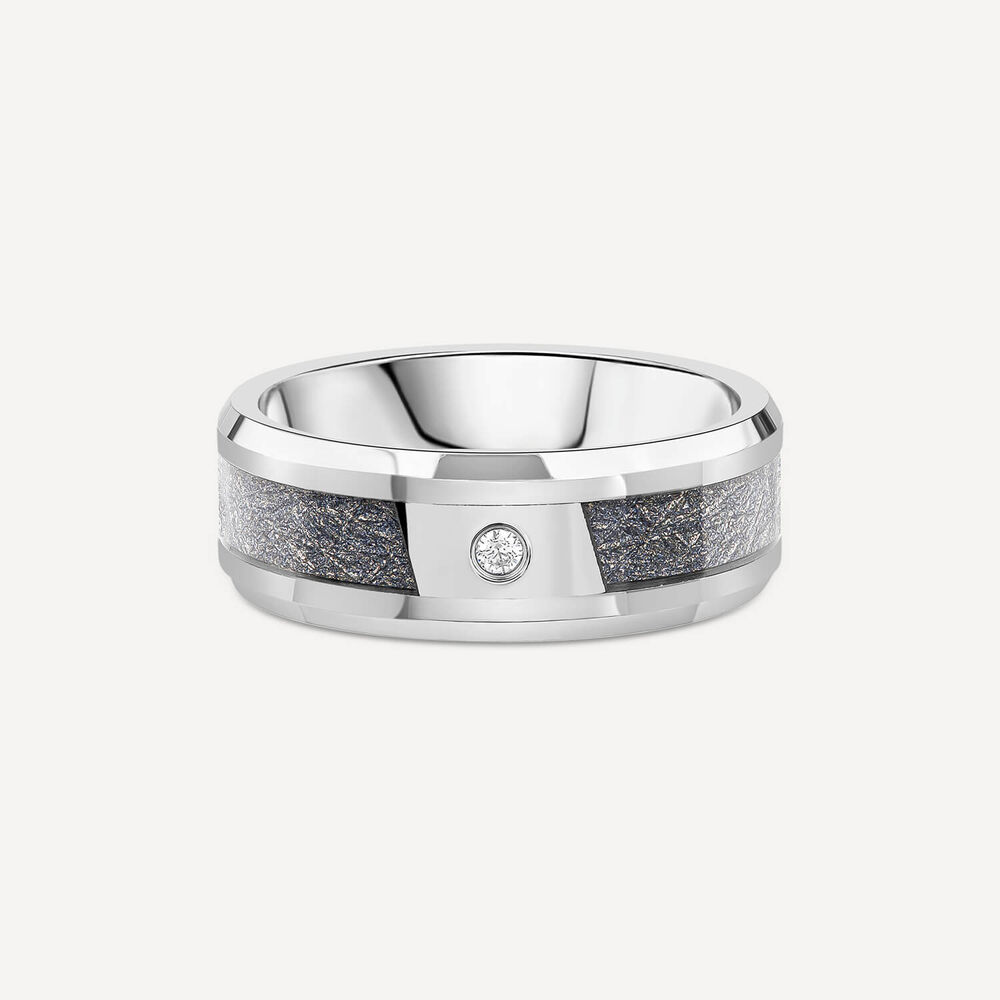 Tungsten Black Inset Cubic Zirconia Polished 8mm Men's Ring
