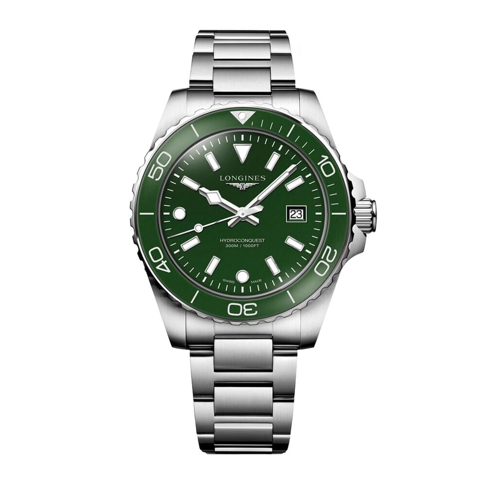 Longines HydroConquest 42mm Green Dial & Bezel Steel Bracelet Watch