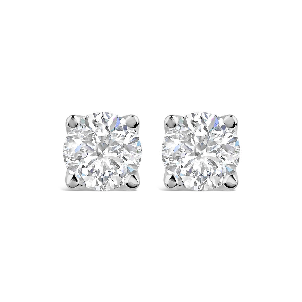 Born 18ct White Gold Lab Grown 1ct Diamond Round Stud Earrings image number 0