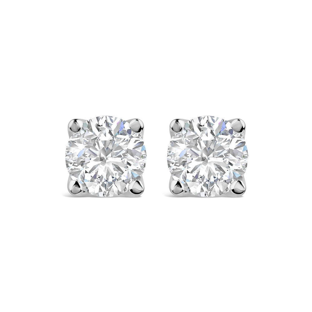 Born 18ct White Gold Lab Grown 1ct Diamond Round Stud Earrings