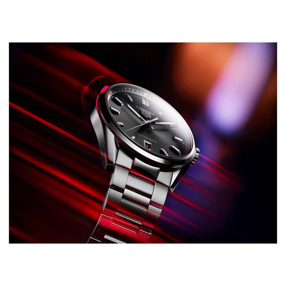 TAG Heuer Carrera Day-Date 41mm Black Dial Stainless Steel Bracelet Watch image number 7
