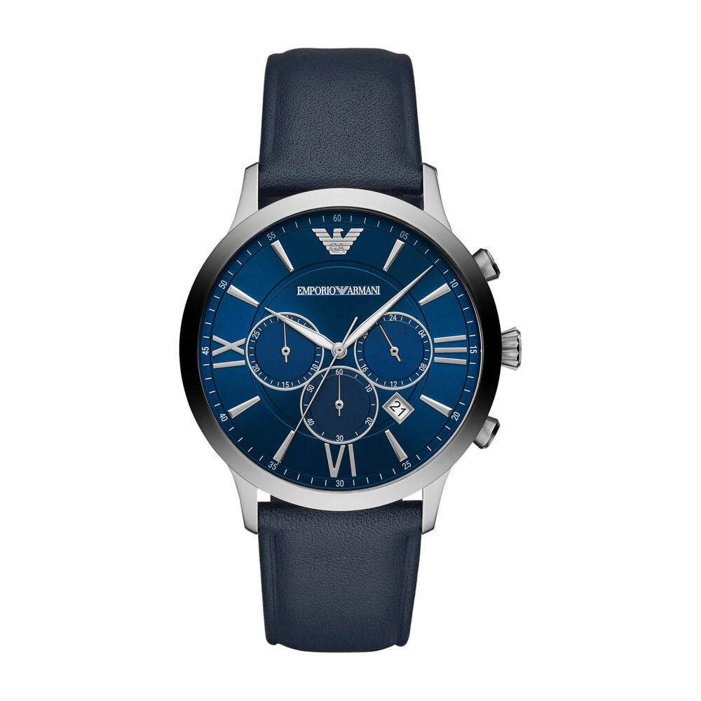 Emporio Armani Blue Chronograph Dial & Blue Leather 43mm Watch image number 0