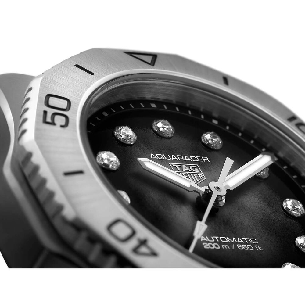 TAG Heuer Aquaracer Professional 200 Date 30mm Black Dial Diamond Dots Steel Bracelet Watch image number 6