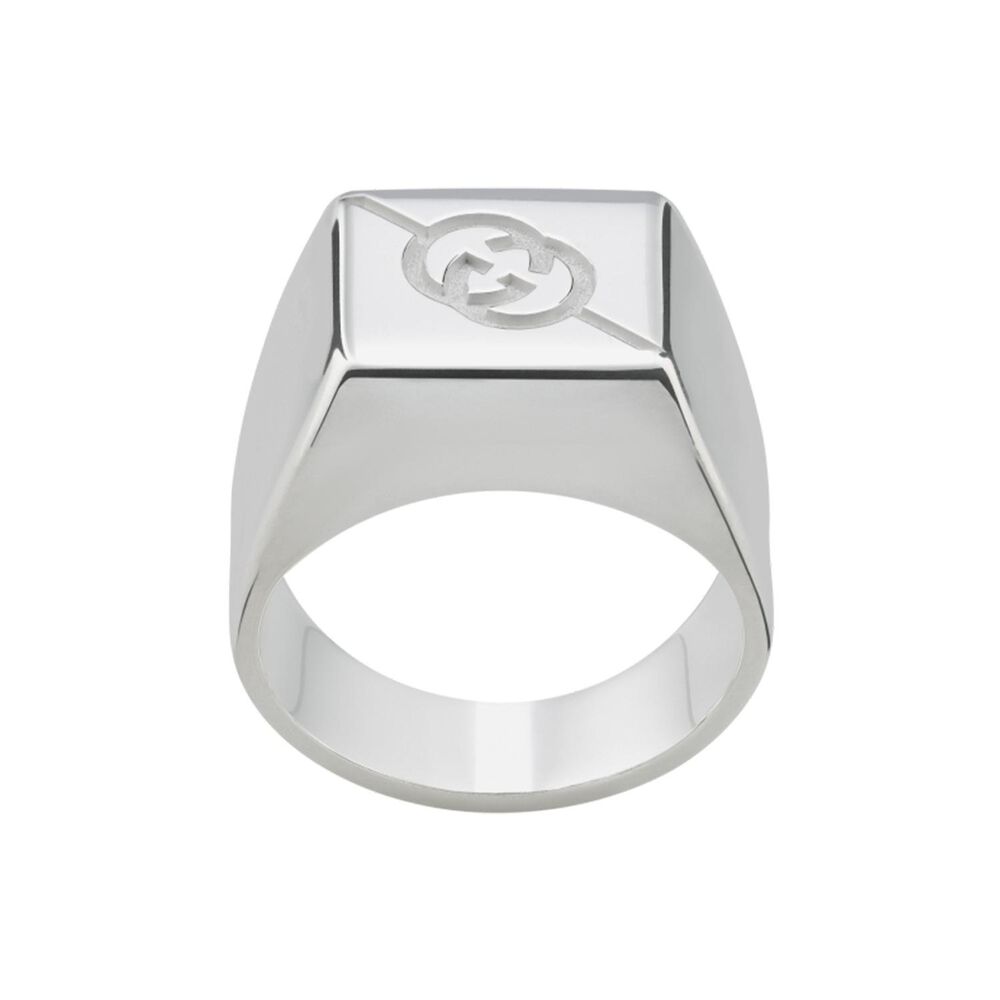 Gucci Interlocking Sterling Silver Square Ring (UK Size Q - R) image number 1