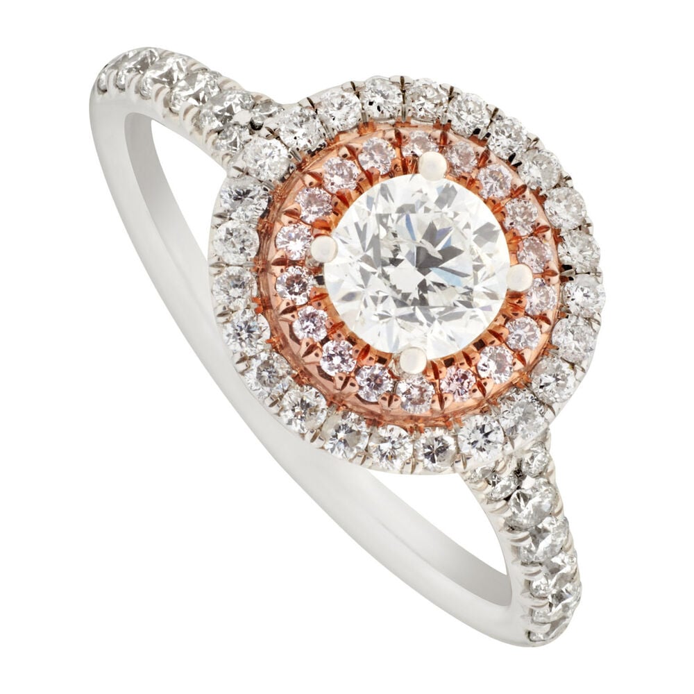 Platinum 1.04 carat white and pink diamond cluster ring