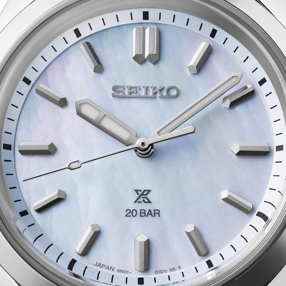 Seiko Prospex Ladies Marine Sports Aqua Blue 34mm Dial Steel Bracelet Watch