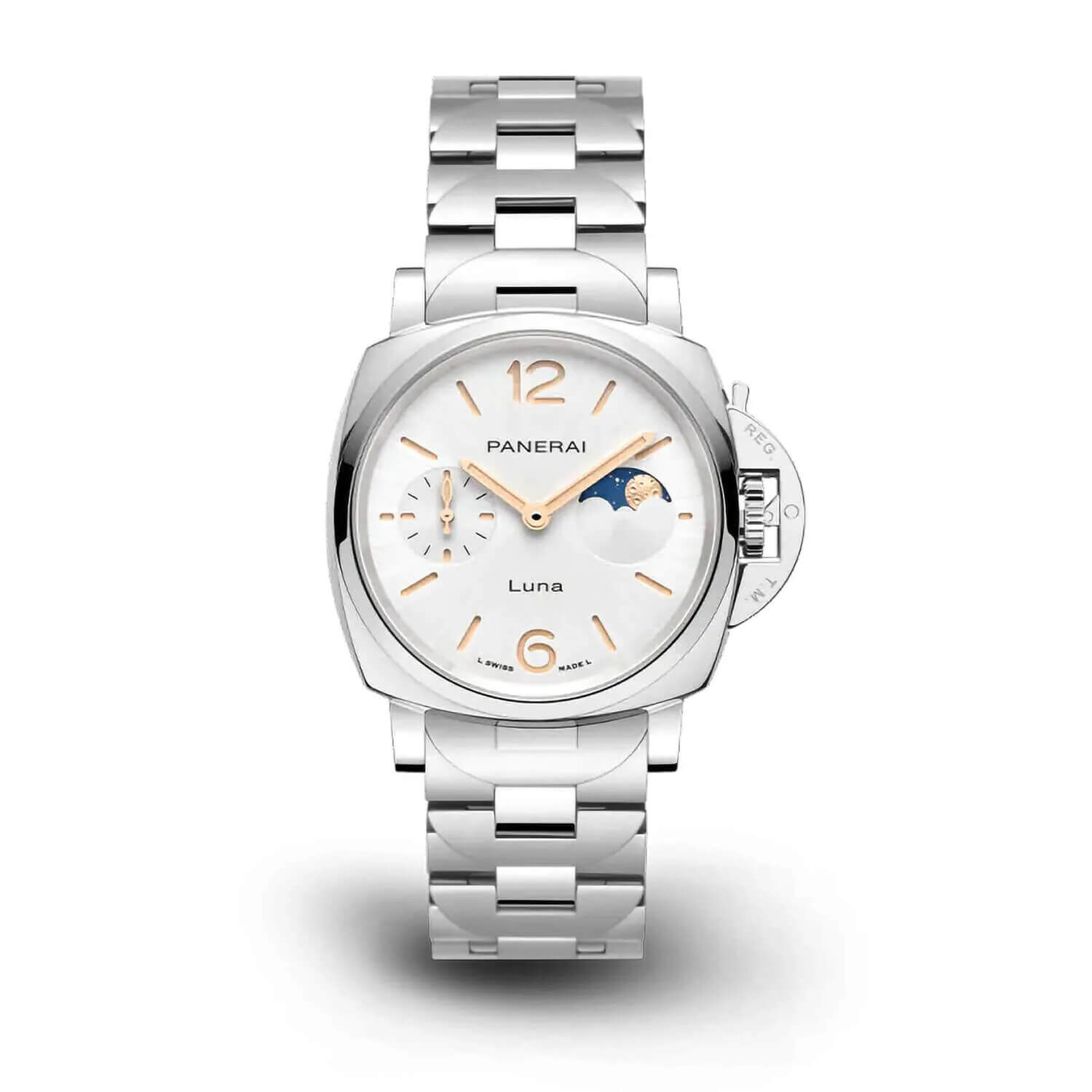 Panerai Luminor Due 38mm White Dial Silver Bracelet Watch