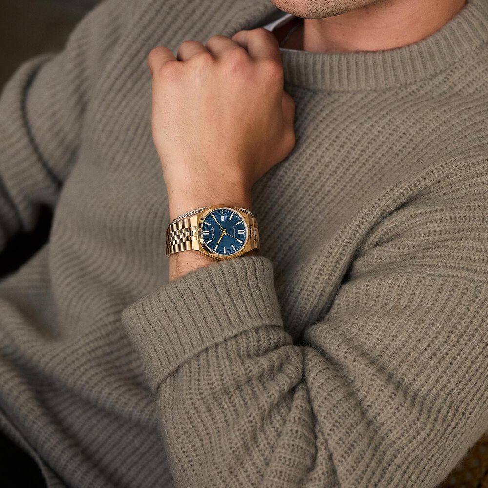 Citizen Tsuyosa 60 Automatic 40mm Blue Dial Rose Gold Toned Steel Bracelet Watch image number 7