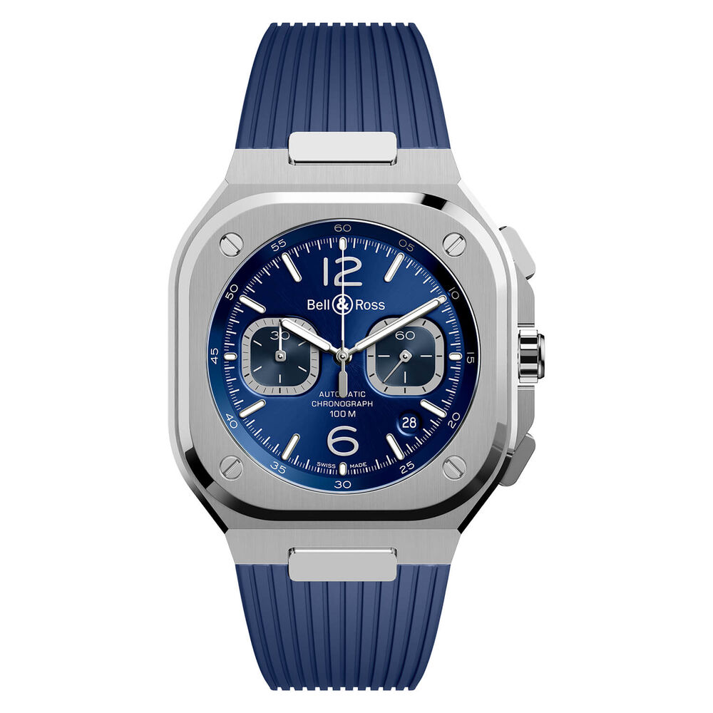 Bell & Ross BR05 Chrono Blue Dial Steel Case Blue Strap Watch