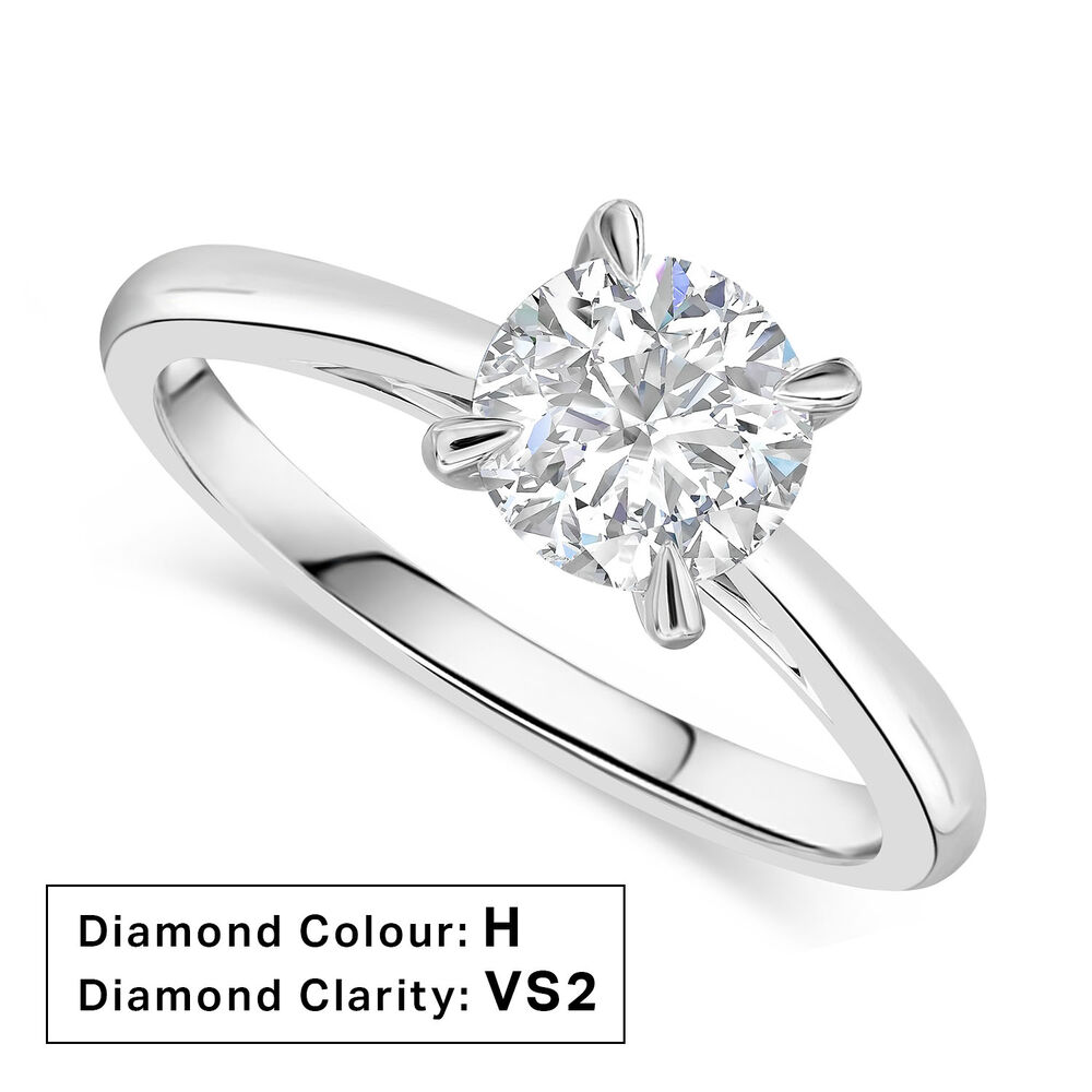Platinum 1.02ct Round Diamond Four Claw Solitaire Ring