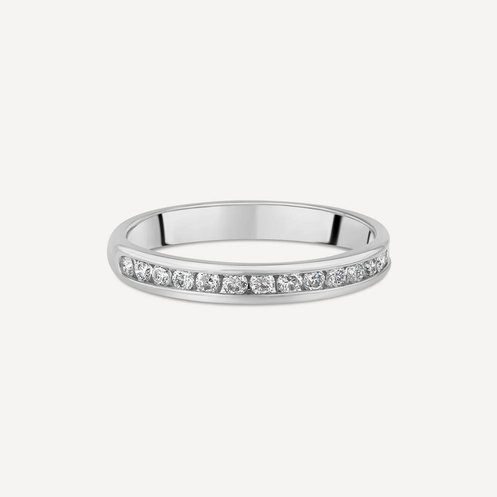 9ct White Gold 2.5mm 0.20ct Channel Set Diamond Wedding Ring image number 2
