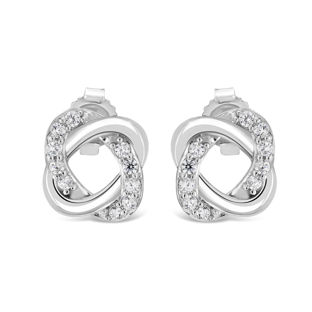 9ct White Gold Cubic Zirconia Stud Earrings image number 0