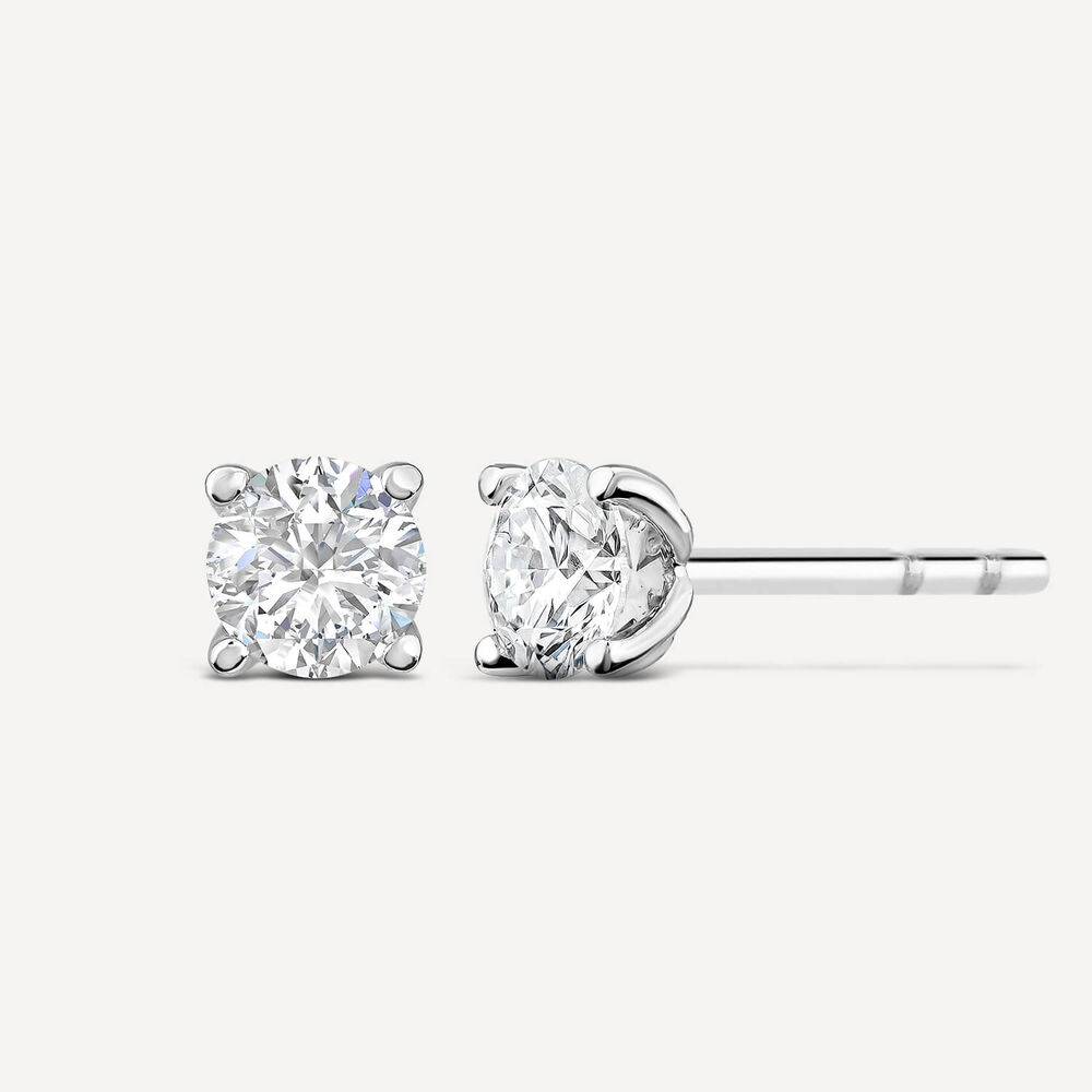 Born 9ct White Gold Lab Grown 0.80ct Diamond Brilliant Stud Earrings image number 1