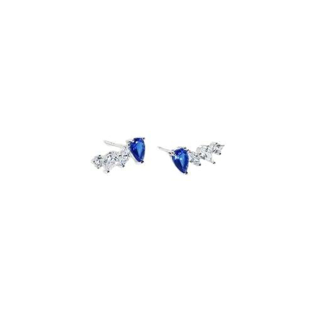 CARAT* London Abigail White Gold Plated Sapphire Stud Earrings