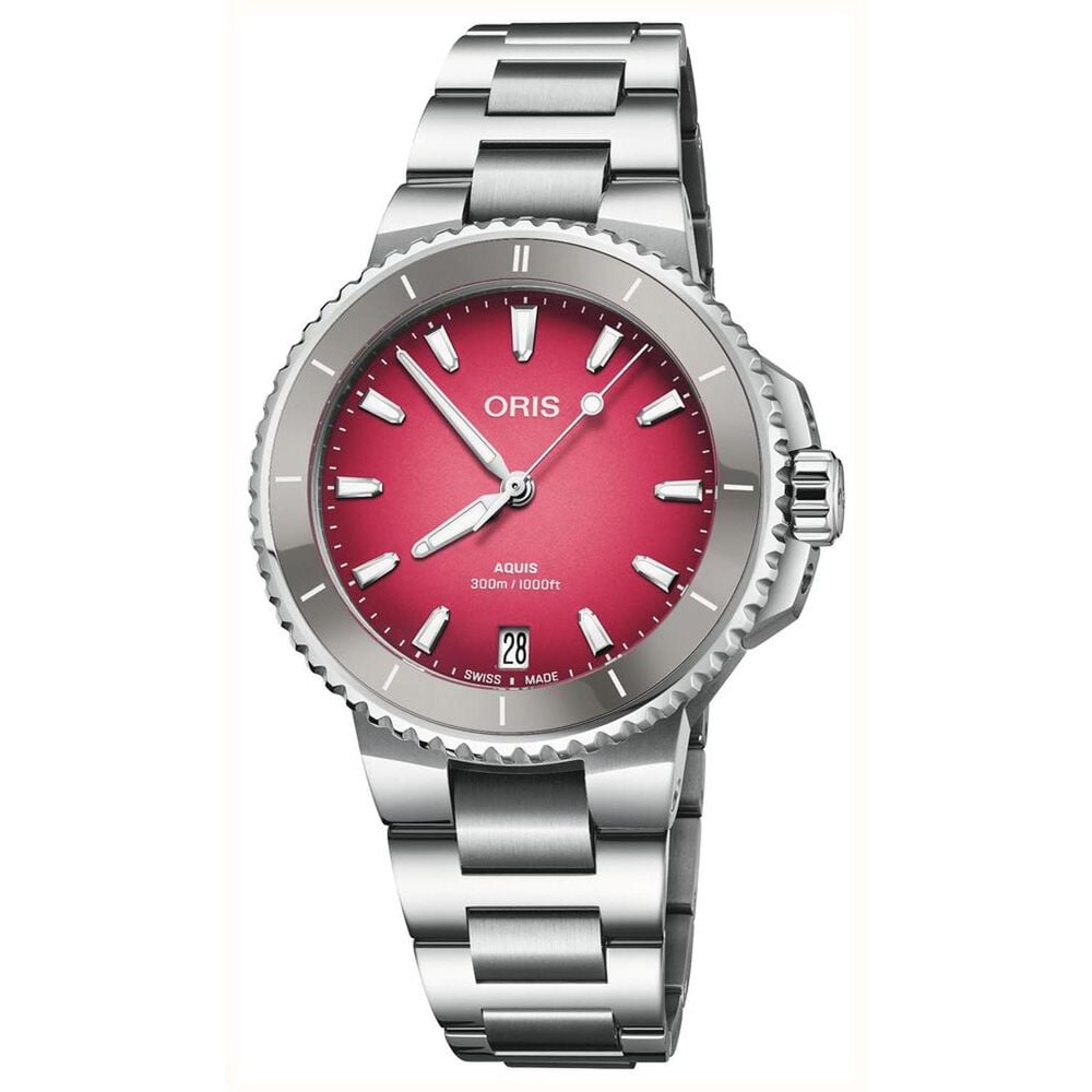 Oris Aquis Date Taste of Summer 36.5mm Red Dial Steel Bracelet Watch image number 0