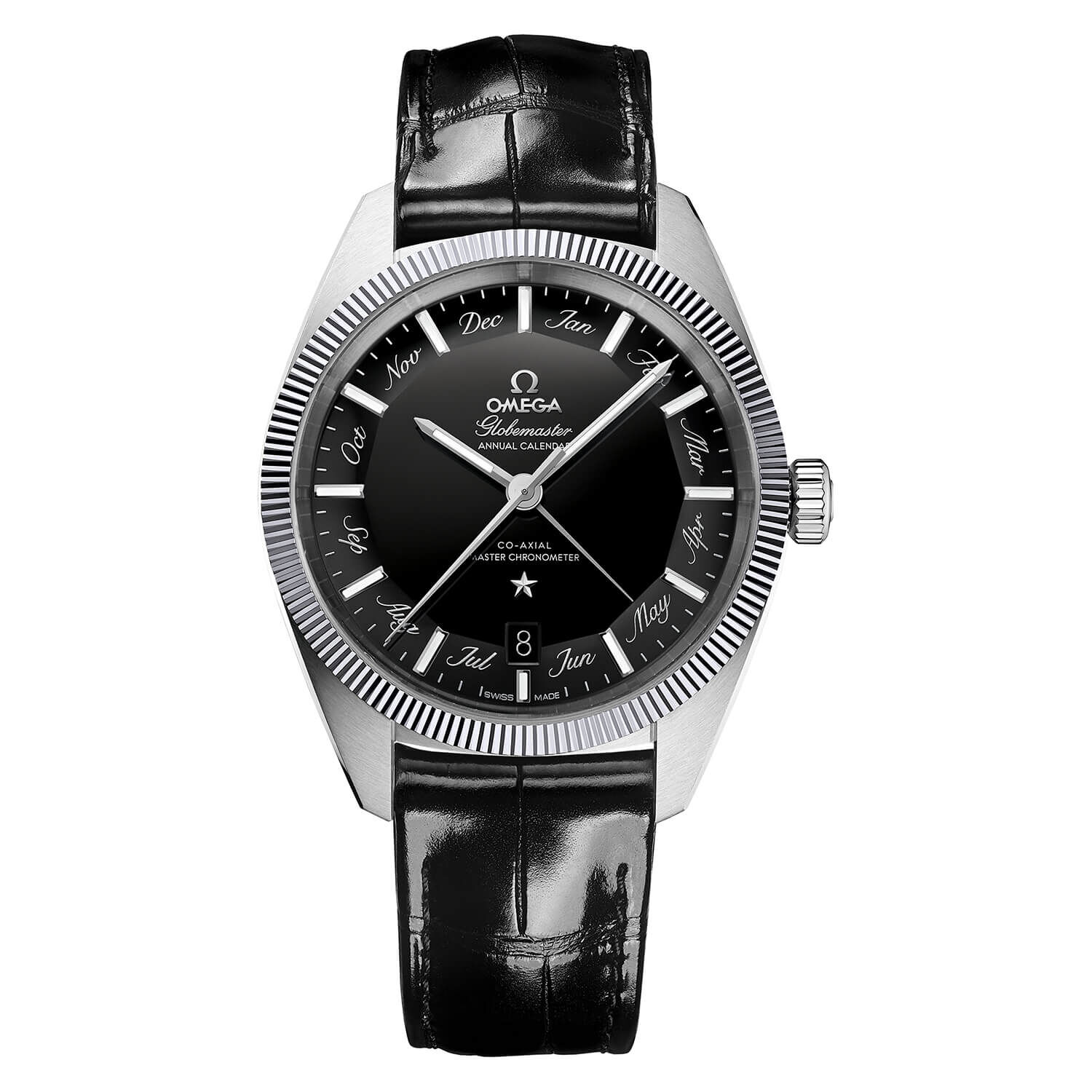 OMEGA Constellation Globemaster Black Dial Black Strap Watch