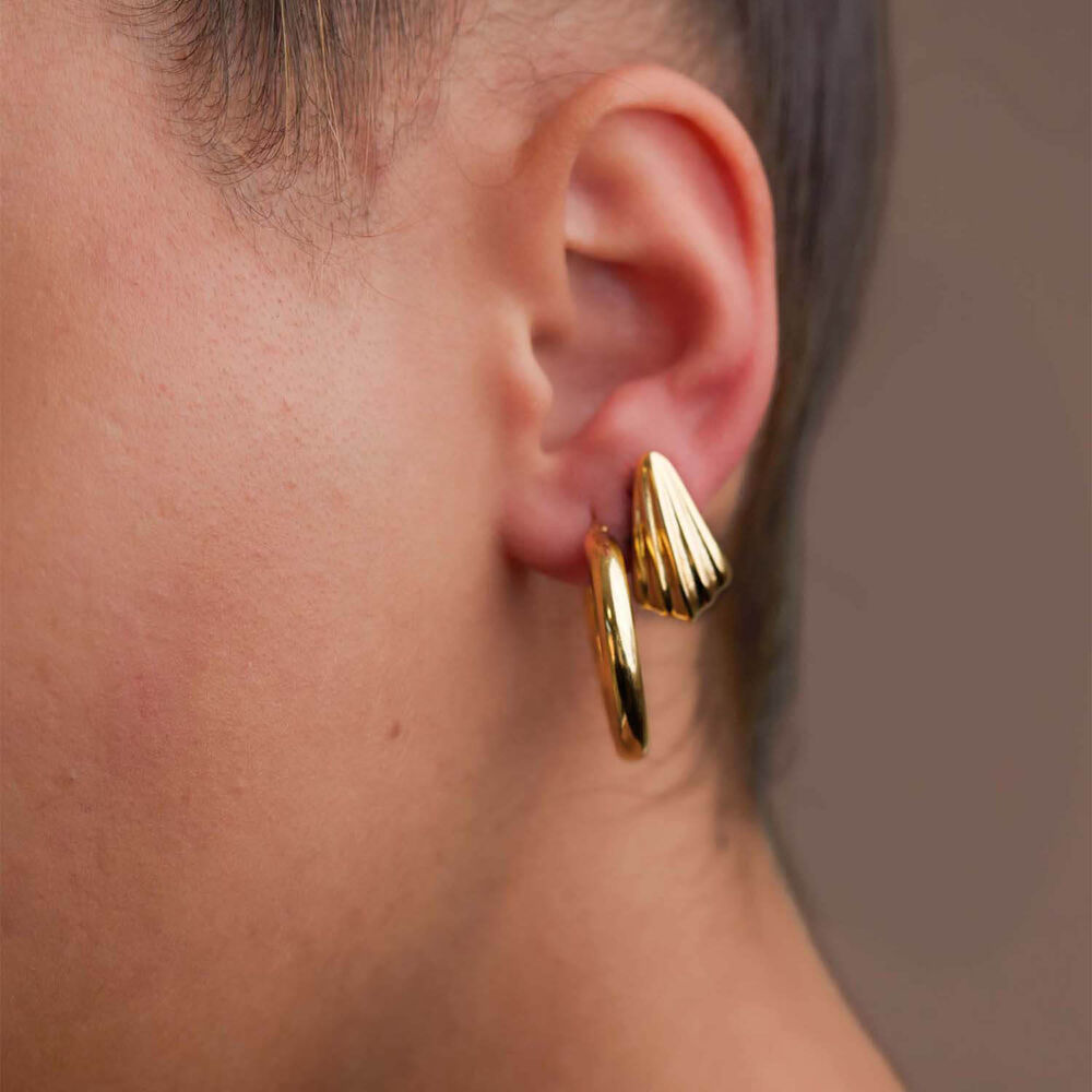 Yellow Gold Plated Sterling Silver 20mm Thick Hoop Earrings image number 2