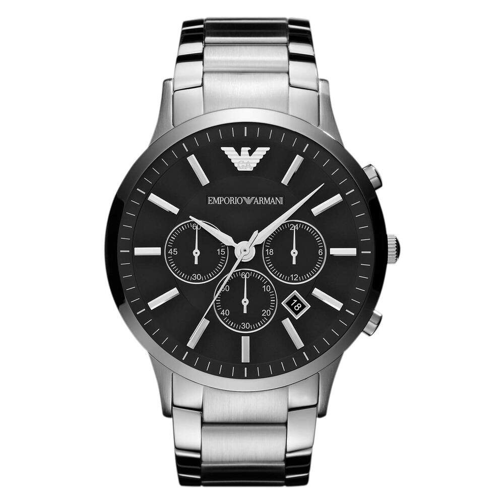 Emporio Armani Renato 46mm Black Dial Chronograph Steel Case Bracelet