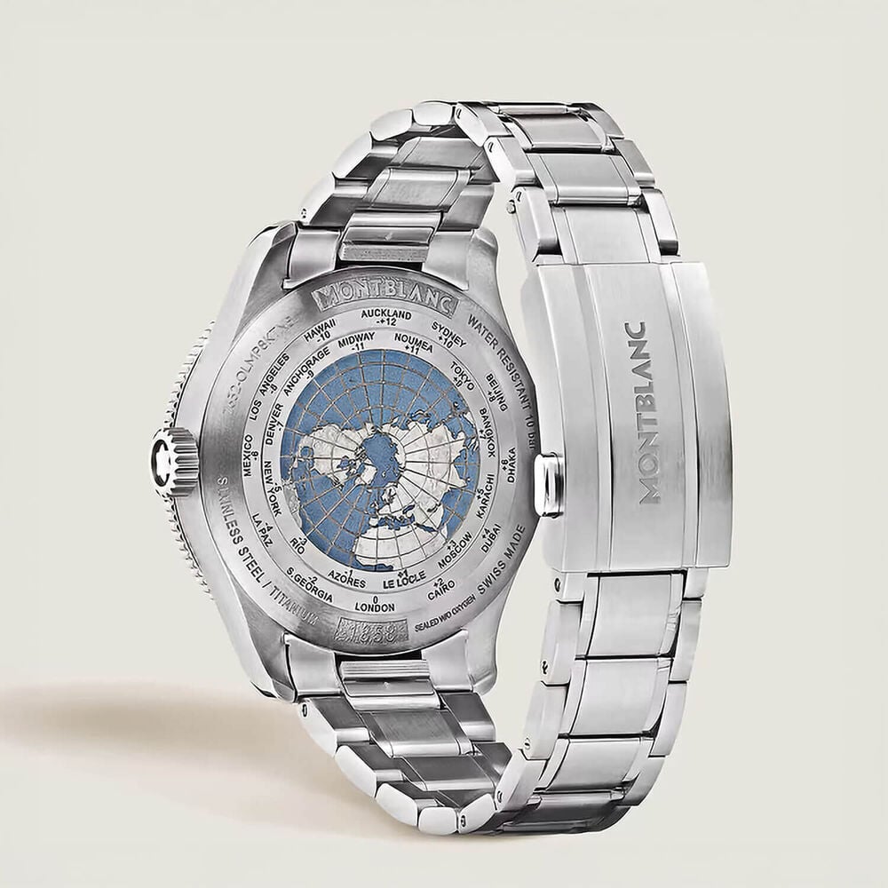 Montblanc 1858 GMT 42mm Blue Dial Stainless Steel Bracelet Watch