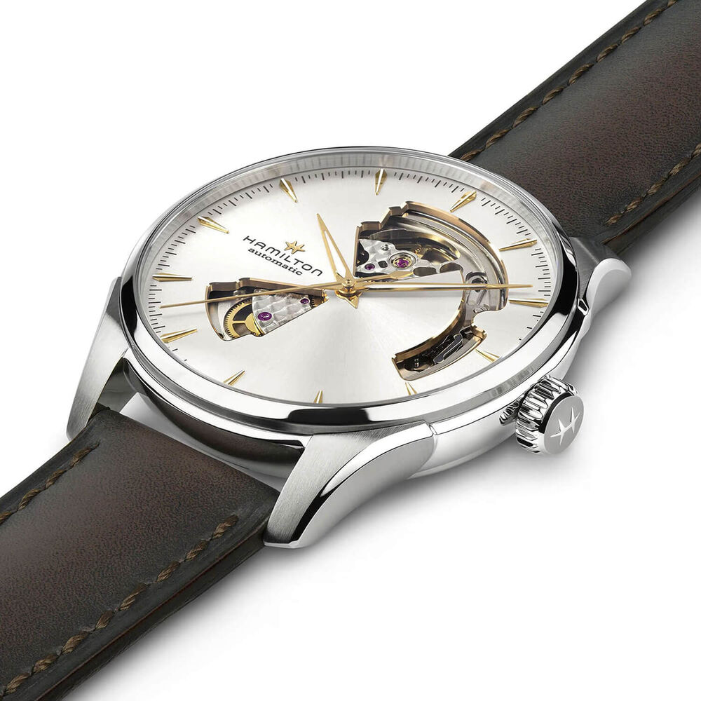 Hamilton Jazzmaster Open Heart 40mm Silver Dial Brown Leather Strap Watch image number 2