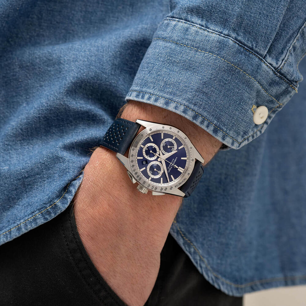 Hamilton Jazzmaster Performer Auto Chrono 42mm Blue Dial & Strap Watch image number 3