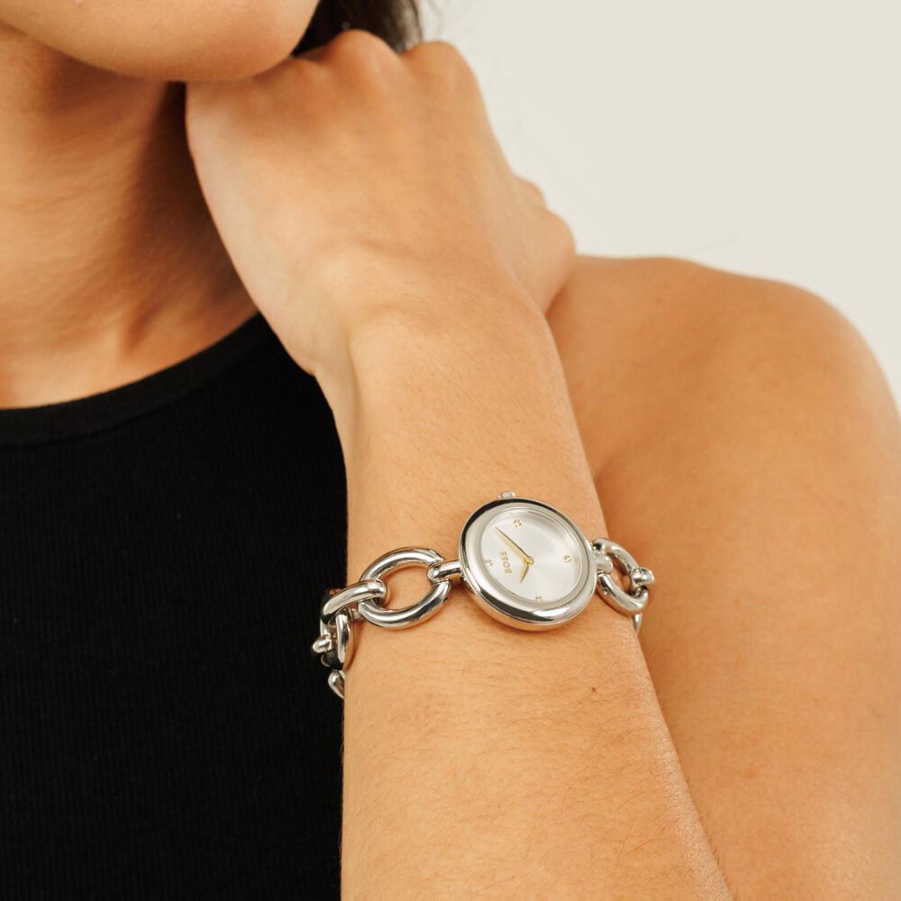 BOSS Live 28mm Silver Dial Silver Tone Steel Bracelet Watch image number 7