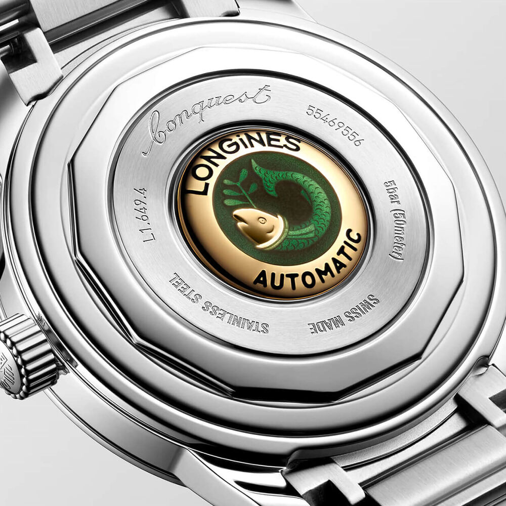 Longines Conquest Heritage 38mm Green Dial & Pink Hands Steel Bracelet Watch image number 4