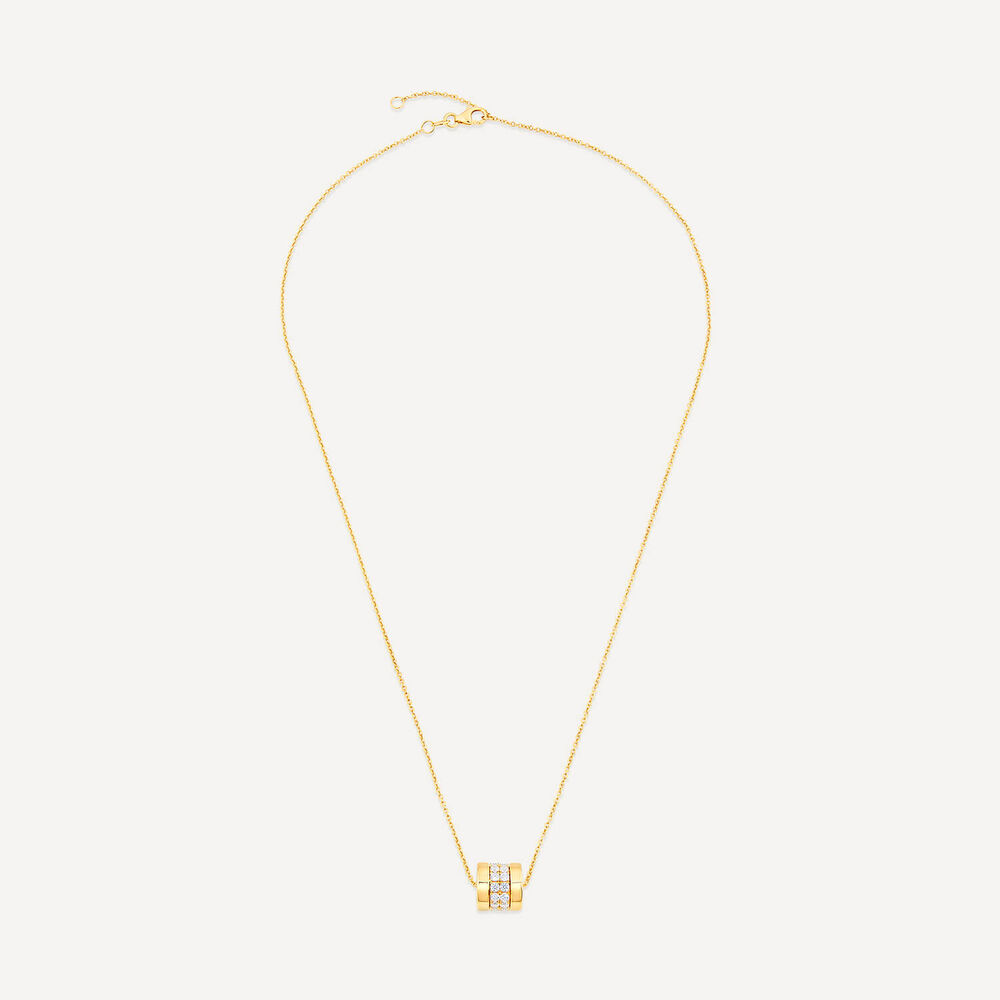 9ct Yellow Gold Double Row Cubic Zirconia Barrel Pendant image number 2