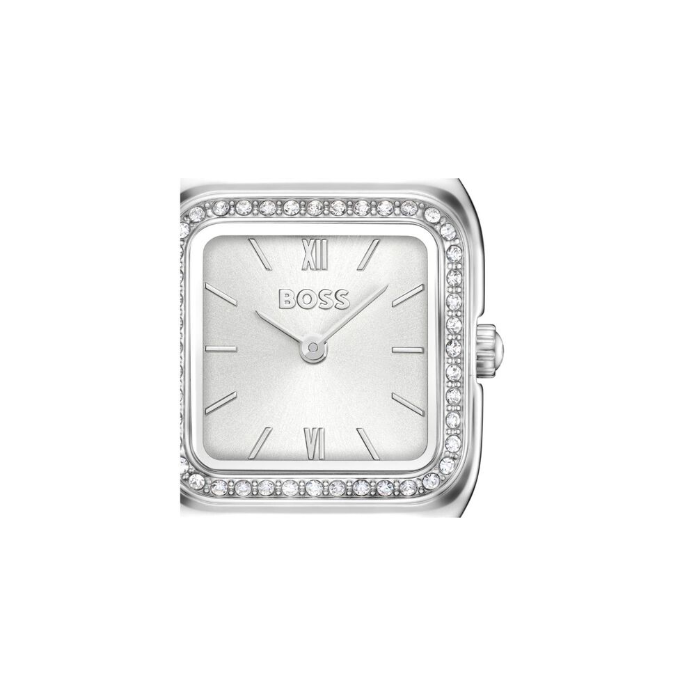 BOSS Mae Petite 22mm Silver Dial Crystal Set Bezel Steel Bracelet Watch