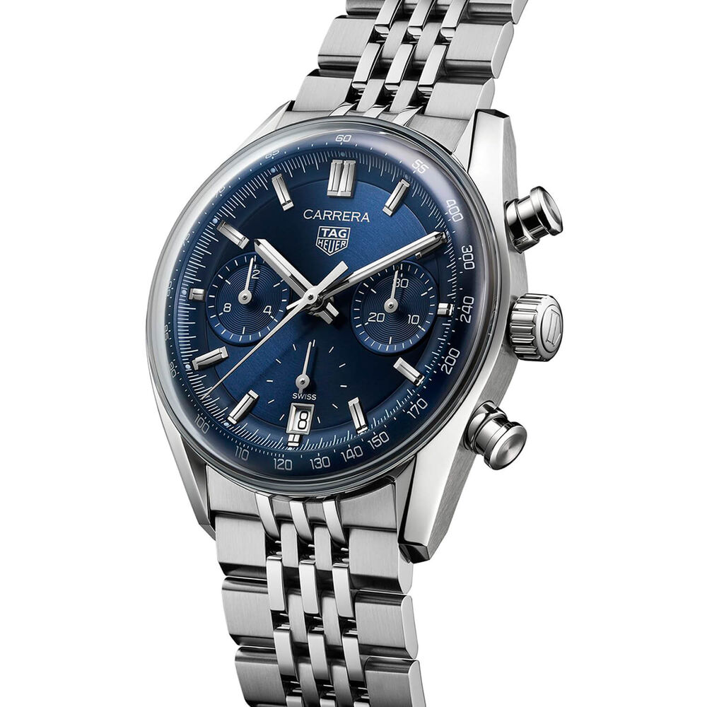 TAG Heuer Carrera Chronograph 39mm Blue Dial Steel Bracelet Watch