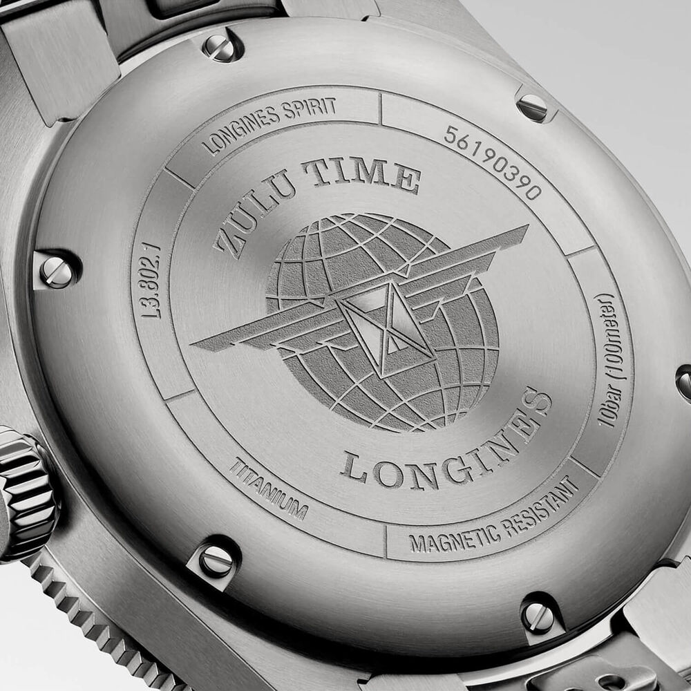 Longines Spirit Zulu Time 39mm Anthracite Dial Ceramic Bezel Titanium Bracelet Watch image number 6